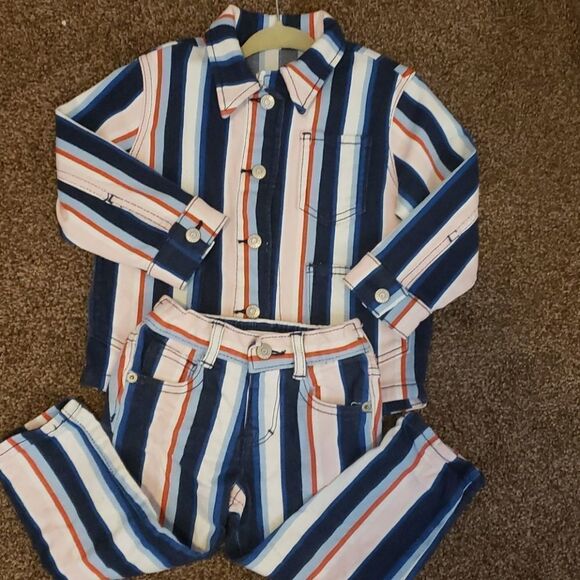 Toddler Gymborer girl striped set sz 18-24m - Picture 1 of 4